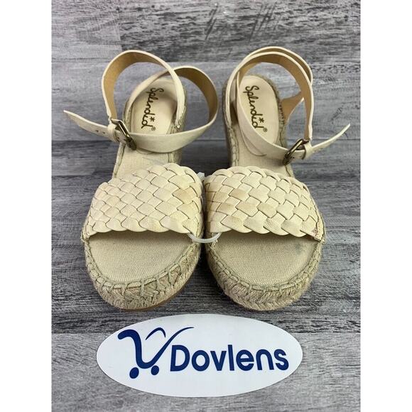Splendid Womens Woven Espadrille Wedge Sandals Size 9.5 Beige - Picture 2 of 5